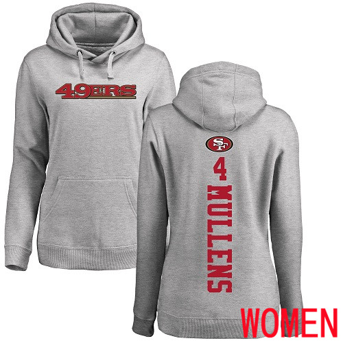 San Francisco 49ers Ash Women Nick Mullens Backer #4 Pullover NFL Hoodie Sweatshirts